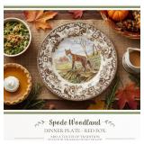 Spode Woodland American Wildlife Red Fox Dinner Plate - Striking Animal Illustration, Rustic Elegance for Holiday Meals, 10.5\ Fine Earthenware - Dishwasher, Microwave, Oven Safe, Made in Englandin