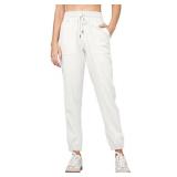 Willit Women Linen Pants Joggers Casual Lightweight Lounge Cotton Linen Travel Beach Summer Pants with Pockets 28\ White XSin