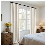 MIULEE 100percent Blackout Curtains 96 Inch Long 2 Panels Set for Bedroom, Thick Faux Linen Black Out Curtain Room Darkening Back Tab Pleated Floor to Ceiling Window Drapes with Hooks for Living Room,