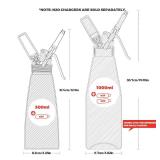 Professional Aluminum Whipped Cream Dispenser - 1000 mL2 Pint,Whipped Cream Maker Canister with 5 Decorating Nozzles and Cleaning Brush - Need To Use N2O Chargers (Not Included) (Black, 1000ml)