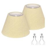 Lamp Shades with Glitter Gold Thread, Replacement Lamp Shades for Table Floor Bedside Lamps, 5.5\ Top x 10\in Bottom x 6.6\in High, Durable Lampshade with Spider Fitter, Bulb Clip Adapters Includedin