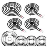 W10196405 W10196406 Electric Stove Burner Drip Pans and MP22YA Electric Range Burner Element Unit Set by Cenipar-Compatible with Whirl-pool Ken-more Ama-na Range OvenStove
