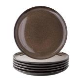 LERATIO Ceramic Dinner Plates Set of 6, 10.5 Inch Reactive Glaze Porcelain Plates, Modern Shape Dinnerware Dishes Set for Kitchen,MicrowaveandDishwasherandOven Safe, Scratch Resistant-Chestnut