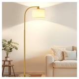 KQW Tall Floor Lamp for Living Room,65ftft Modern Standing Lamps with 9W LED Bulb,Elegant Floor Light with Fabric Shade,Gold Tall Lamp for Bedroom Office Study Room Corner Dining Room