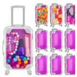 Juexica 12 Pack Mini Suitcase Party Favor, Purple Cute Miniature Plastic Box Luggage Empty Candy False Eyelashes Travel Suitcase Gifts, Purple Theme Party Favors for Women Princess Birthday Supplies