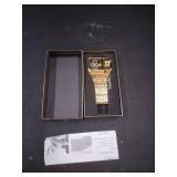 Reginald Hip hop Menfts Watch Big Face Watch for Men Square Novel Face Dial Stainless Steel Quartz Gold WristWatches (Gold)