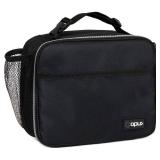 opux Insulated Lunch Bag Kids, Lunch Box for School Boy Girl, Leakproof Small Reusable Compact Soft Mini Cooler Bag, Toddler Small Lunch Boxes Kit Pail with Front Side Pockets (Black)