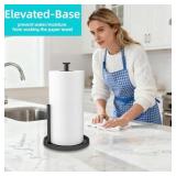 Paper Towel Holder Countertop, Standing Paper Roll Holder with Anti Slip Weighted Base, Stainless Steel Freestanding Paper Towel Holder for Kitchen, Black