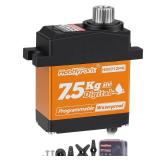 HobbyPark Waterproof 7.5kg High Torque RC Micro Servo Metal Gear Digital Arduino Servo for 118 TRX4M TRX4MT Redcat Ascent-18 Losi Mini LMT 110 TRX4 SCX10 RC Crawler RC Car Plane Boat Robot
