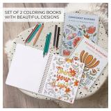 Beautiful Adult Coloring Book Set of 2 for Relaxation - Affirmation and Inspirational Books Making it a Great Gift - Perfect Stress-Relieving Books Fun to Color for Women