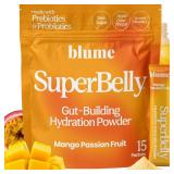 Blume SuperBelly Gut Health and On-The-Go Hydration Packets, GLP-1 Friendly, Sugar-Free, with Prebiotics, Probiotics, Apple Cider Vinegar, Vitamin C, and Electrolytes, Mango Passion Fruit, 15 Sticks