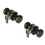 NCSEN 2 Pack Matte Black Door Knobs,Interior Door Knob with Lock,Coastal Style Door knob for Privacy and Bedroom (Bath or Privacy)
