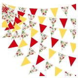 32Ft Farm Animals Party Decorations Red Yellow Barnyard Themed Fabric Banner Triangle Pennant Flag Garland Streamers for Kids Farm Birthday Baby Shower Barnyard Tractor Party Outdoor Garden Supplies