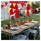 32Ft Farm Animals Party Decorations Red Yellow Barnyard Themed Fabric Banner Triangle Pennant Flag Garland Streamers for Kids Farm Birthday Baby Shower Barnyard Tractor Party Outdoor Garden Supplies