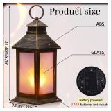 Tondiamo 4 Pcs Vintage Decorative Lantern for Centerpiece Wedding Tall Retro Hanging Lantern LED Pillar Candles Battery Operated Candles Waterproof for Christmas Indoor Party Decoration(Bronze)
