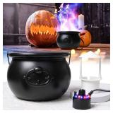 DC24V Led RGB Ultrasonic Mist Maker Fogger with 7.87Inch Cauldron for Halloween Decorations Indoor, Mini Fog Machine for Halloween Outdoor Party Decor, Decoration for Home, Table, Kitchen, Room