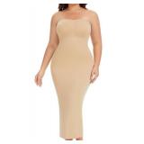 ciksob Strapless Shapewear Slip for Women Under Dresses Tummy Control Dress Slips Plus Size Seamless Full Body Shaper (X-Large, Nude)