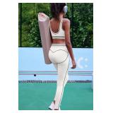 Nirovien Womens 2 Piece Workout Sets Athletic Yoga Outfits Sports Bra and Butt Lifting Leggings Gym Sets(White,S)