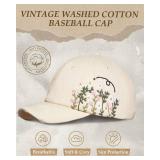 Flafens Womens Baseball Caps - Cute Baseball Hat for Women Youth Vintage Distressed Low Profile Embroidered Cotton Trendy Cool Adjustable Washed Unstructured Fitted Ladies Ball Cap Ballcaps, Bee