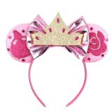 Mado Sparkly Pink Mouse Ears Headband, Birthday Princess Dress up Accessory for Girls and Women (PRINCESS PINK)