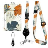 Leather ID Badge Holder with Detachable Lanyards,Adjustable Lanyard with Retractable Reel, Quick Release Buckle and Safety Breakaway Lanyards and Swivel Metal Clasp for Work Nurse Teacher (Desert Leaf