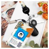 Leather ID Badge Holder with Detachable Lanyards,Adjustable Lanyard with Retractable Reel, Quick Release Buckle and Safety Breakaway Lanyards and Swivel Metal Clasp for Work Nurse Teacher (Desert Leaf