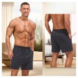 AMY COULEE Mens Lounge Shorts 4 inch Pajama Lightweight Cotton Sleep Bottoms with Pockets (Charcoal Heather, 2XL)