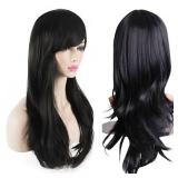 Akstore 28 inch Fashion Wigs Long Wavy Curly Hair Cosplay Wig and Wig Cap (Black)