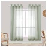 KOUFALL Sage Green Sheer Curtains 63 Inch Length,Grommet Airy Pastel Curtains for Nursery Boy Girl,2 Panel Set