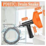 33 Feet Drain Snake Auger, Plumbing Snake Drain Hair Clog Removal Tool, Heavy Duty Toilet Snake Auger, Sink Unclogger Drain Cleaner Tool for Bathroom Kitchen Tub Shower Drain Clog Remover with Gloves