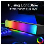 AFK Computer Speakers, Computer Sound Bar with RGB Lights, USB Powered PC Speakers with Stereo Sound, Bluetooth 5.1 and 3.5mm Aux-in,Gaming Speakers for Desktop