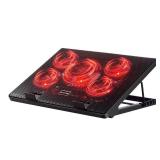 Kootek Laptop Cooling Pad, Laptop Cooler with 5 Quiet Fans for 12\-17\in Computer PC Notebook Gaming Laptop Fan, Height Adjustable Laptop Cooling Stand Laptop Accessories, Redin