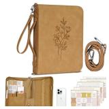 Bible Case, Bible Cover Case for Women with Detachable Shoulder Strap and Wristlet Strap, Christian Gifts for Woman, PU Leather Bible Cover, Church Bag with Bible Study Supplies, Brown,10\ x 7\in x 1.