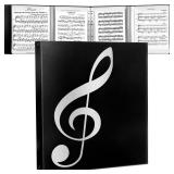 Sheet Music Folder, 8.5 × 11 Music Binder, 4 Page Expand, 52 Pages Capacity, Writable Choir Folder, Black