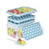 Ice Cube Trays with Lid and Bin, BPA-Free Mini 0.75 Inch Sphere Ice Molds, 2-Pack Small Round Ice Ball Trays, Easy Release, Includes Scoop and Ice Storage Box for Cocktails, Coffee