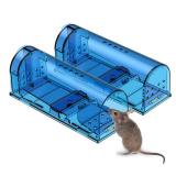 Humane Mouse Trap | Catch and Release Mouse Traps That Work | Mice Trap No Kill for miceRodent Pet Safe (DogCat) Best IndoorOutdoor Mousetrap Catcher Non Killer Small Capture Cage (Blue)