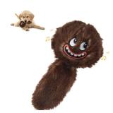PETGEEK Interactive Squeaky Dog Toy, Automatic Moving Vibrating Dog Balls with Plush Cover, Rechargeable Perro Juguetes with Recording and Music Mode, Crinkle Pet Plush Toy for Boredom, Brown
