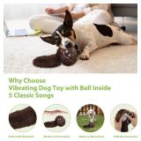 PETGEEK Interactive Squeaky Dog Toy, Automatic Moving Vibrating Dog Balls with Plush Cover, Rechargeable Perro Juguetes with Recording and Music Mode, Crinkle Pet Plush Toy for Boredom, Brown
