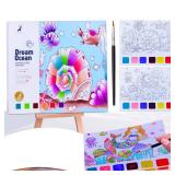 JUNQIU Watercolor Coloring Books for Kids Ages 4-8, Pocket Watercolor Painting Book for Toddlers, Arts and Crafts for Girls Gifts, Stocking Stuffers For Kids