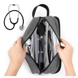 Trunab Stethoscope Carrying Case Hold 2 Stethoscopes or BP Cuffs, Compatible with 3M LittmannMDFADC, Medical Case with Extra Pocket for Nurse Accessories, Essentials for Nurses, Doctors, Grey