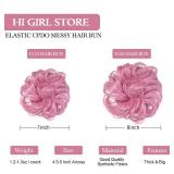 C8BUSIS Hair Buns Hair Piece Large Scrunchies Full Thick Updo Hairpiece With Elastic Rubber Band Hot Pink Messy Bun Curly Wavy Synthetic Donut Hair Chignons For Women Girls (F120-T1632PK05)