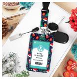 ID Badge Holder with Lanyard Christmas Decoration, Retractable Badge Holders Reels with Lanyards Adjustable, for Women Kids Teacher Nurses Doctor Student