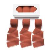 3 Rolls Terracotta Handmade Fringe Fabric Chiffon Silk Ribbon 1.5\ x 7Yd Ribbons Set for Wedding Invitations, Bridal Bouquets, Gifts Wrapping, DIY Craftsin
