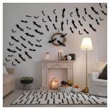 DIYASY Bats Wall Decor, 120 Pcs 3D Bat Halloween Decoration Stickers for Home Decor 4 Size Waterproof Black Spooky Bats for Room Decals