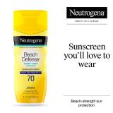 Neutrogena Sunscreen Lotion Beach Defense SPF 70, Face and Body Sunscreen, Broad Spectrum, Fast Absorbing, 6.7 Fl Oz, Water Resistant 80 Min, Oil-Free, Oxybenzone and Octinoxate Free