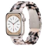 V-MORO Resin Bands Compatible with Apple Watch Series 1110 Band 4041mm Lightweight Fashion Strap Bracelet with Starlight Buckle for iwatch Series SE987654321(Tortoise Stone,38404142mm)