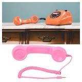 Retro Phone Handset, Handheld Cell Phone Receiver Radiation Proof Operation for Computers (Pink)