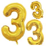 GOER Gold Foil Balloons Number 3,Huge Number Balloons for 3rd Birthday Party Supplies Anniversary Decorations(3 pcs,42 inch,32 inch,16inch)
