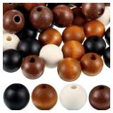Jetec 160 Pcs 16mm Wood Beads for Craft Rustic Farmhouse Natural Wood Hair Beads for DIY Round Handmade Polished Spacer Home Decor(1.6 cm,Relaxing Color)