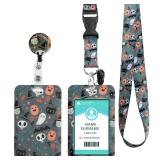 ID Badge Holder with Lanyard, Retractable Badge Holders Reels with Lanyards Adjustable, for Women Kids Teacher Nurses Doctor Student